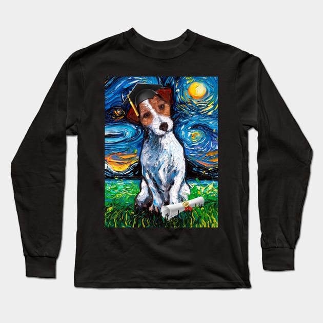 Jack Russell Starry Night Graduation Long Sleeve T-Shirt by sagittariusgallery